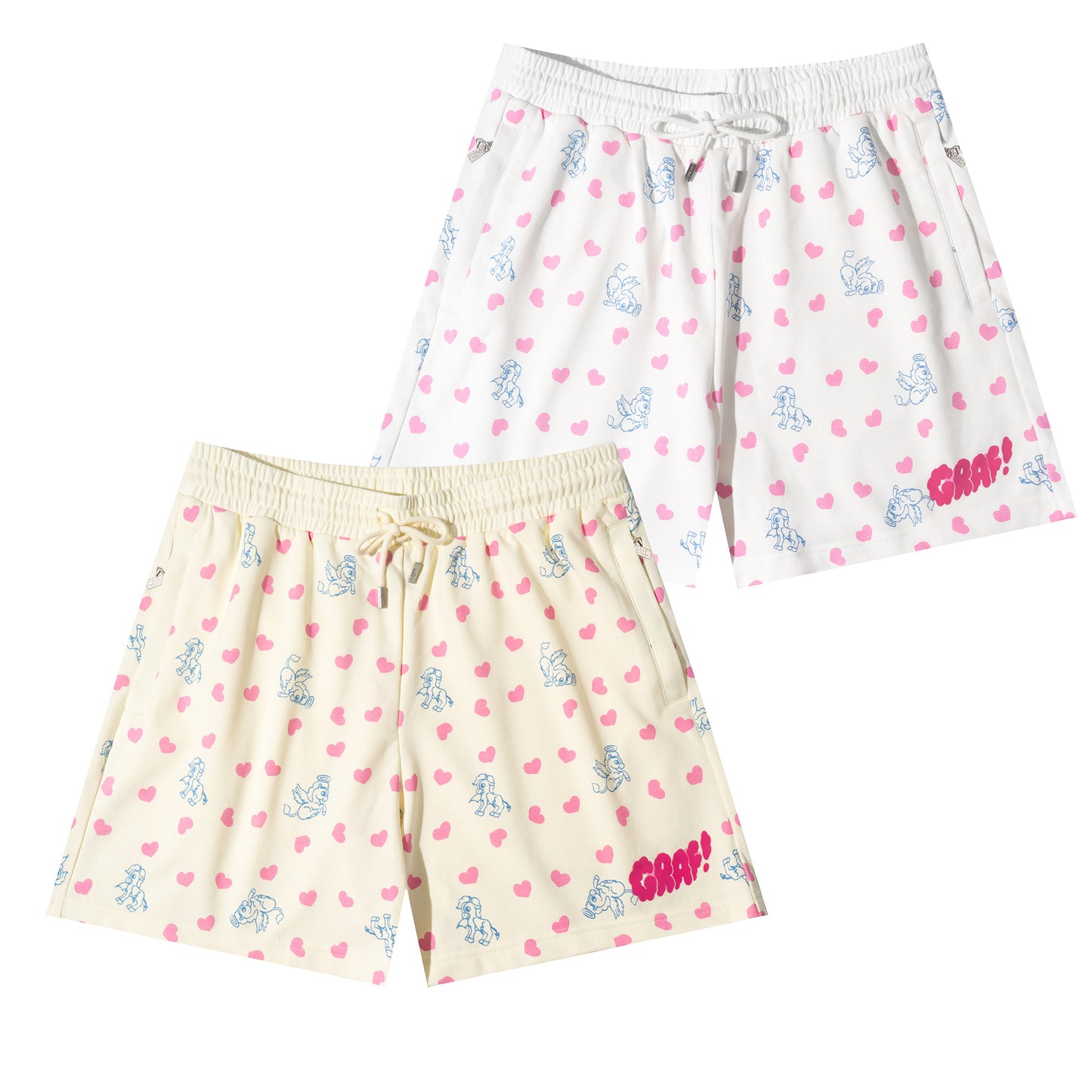GRAF&WU Cartoon Angel Pony Heart-shaped Cute Cotton Athletic Shorts