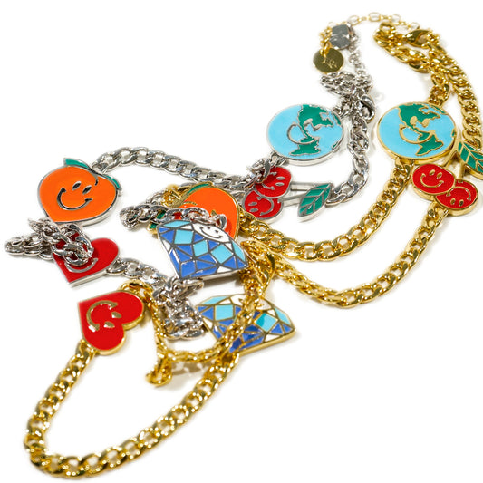 GRAF&WU Earth Cherry Peach Cute Ghost Smile Mysterious Smile Necklace