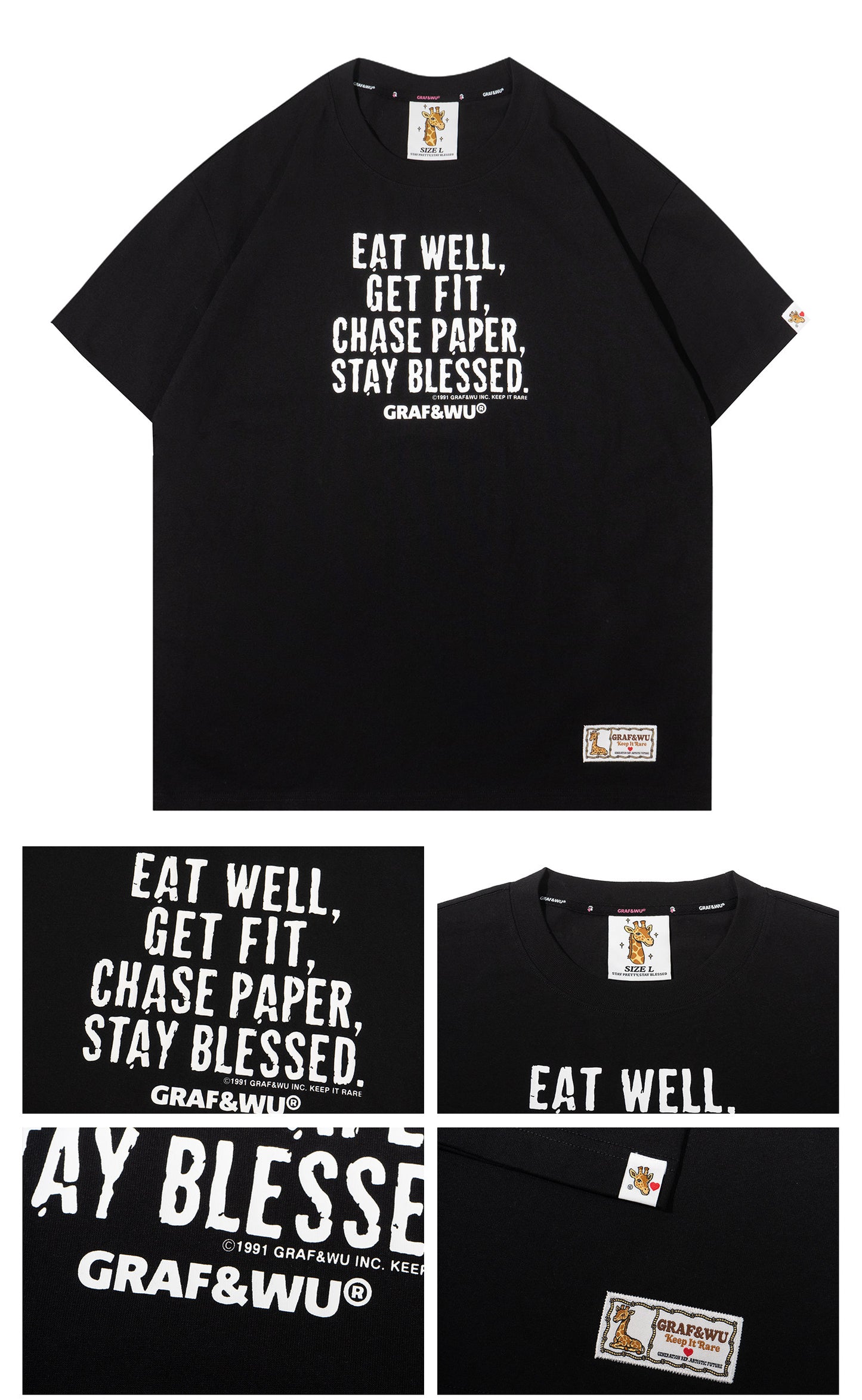 GRAF&WU Inspirational Slogan Graphic Printed Streetwear T-shirt