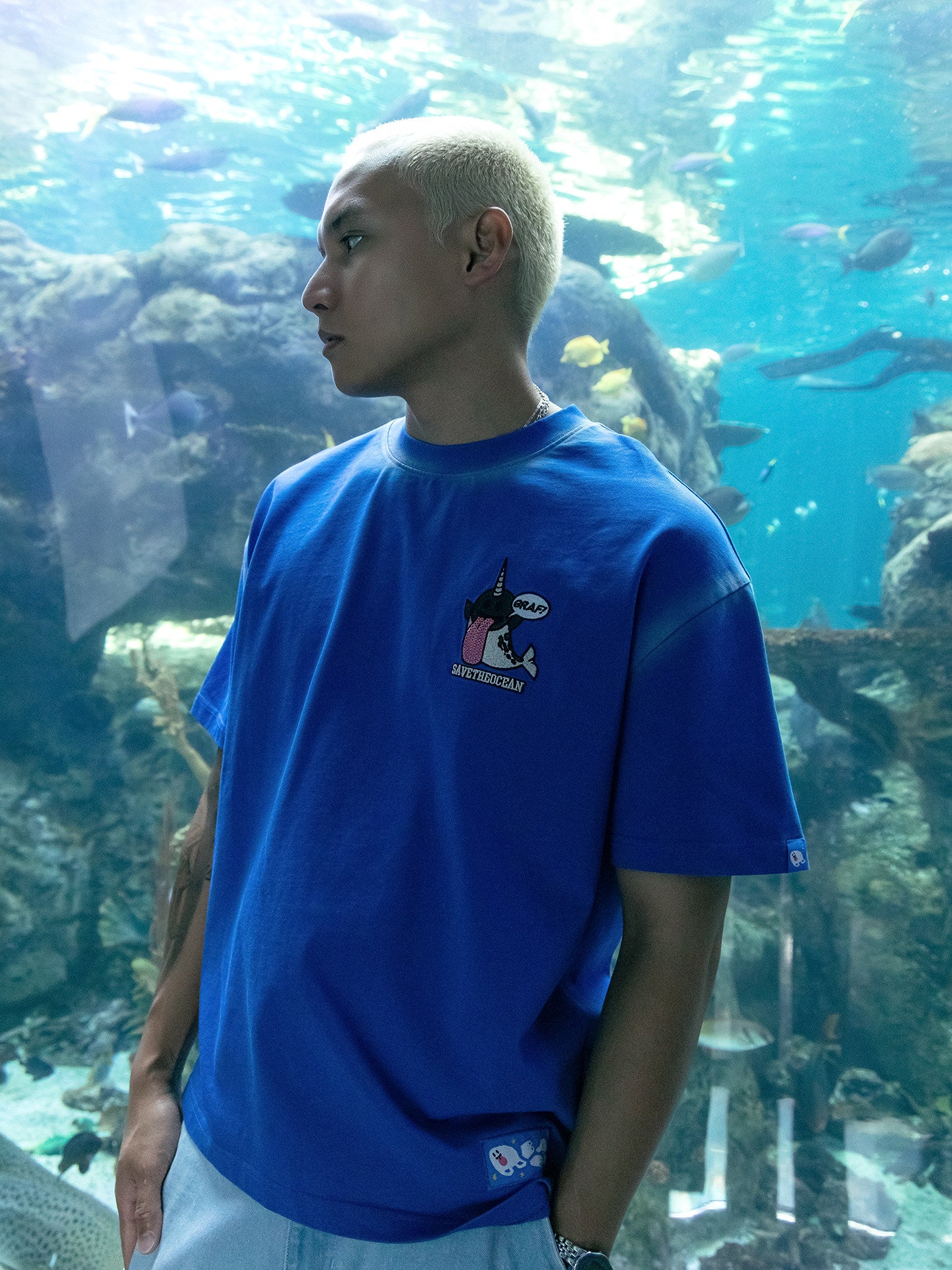 GRAF&WU 12 Ocean Cute Ghost Character Embroidered T-Shirts