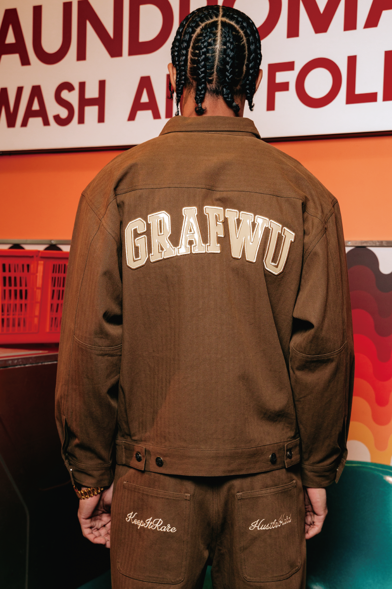 GRAF&WU Vintage Leather-Lettered Brass Buckles Cargo Pants