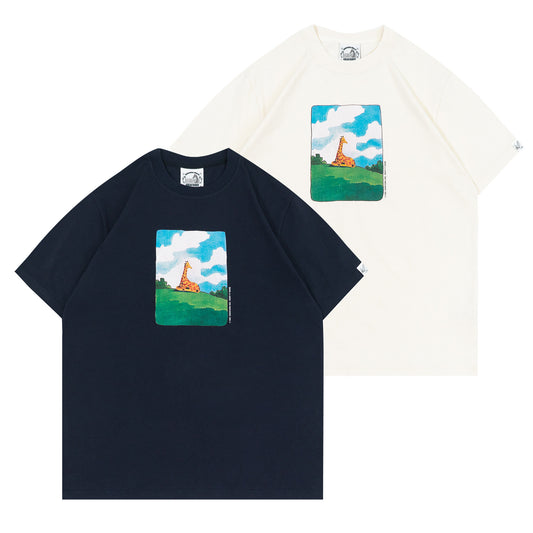 GRAF&WU Peaceful Giraffe Scenery Graphic T-shirt