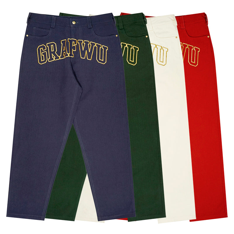 GRAF&WU Brand Letter Logo Embroidered Casual Pants