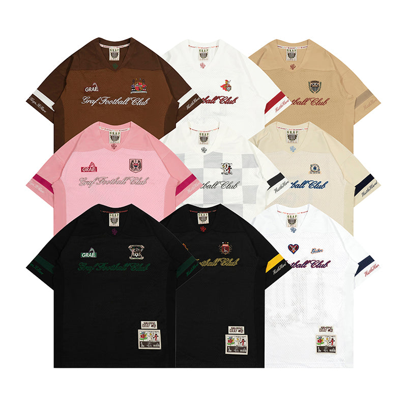 GRAF&WU Football Club Floral Embroidery Sports Mesh Jersey