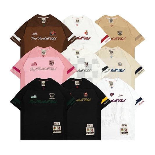 GRAF&WU Football Club Floral Embroidery Sports Mesh Jersey