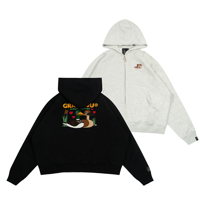GRAF&WU Wild Duck In Love Fleece Zip-up Hoodie