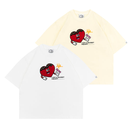 GRAF&WU Sweetheart Plush Heart-shaped Design Boxy Fit T-shirt
