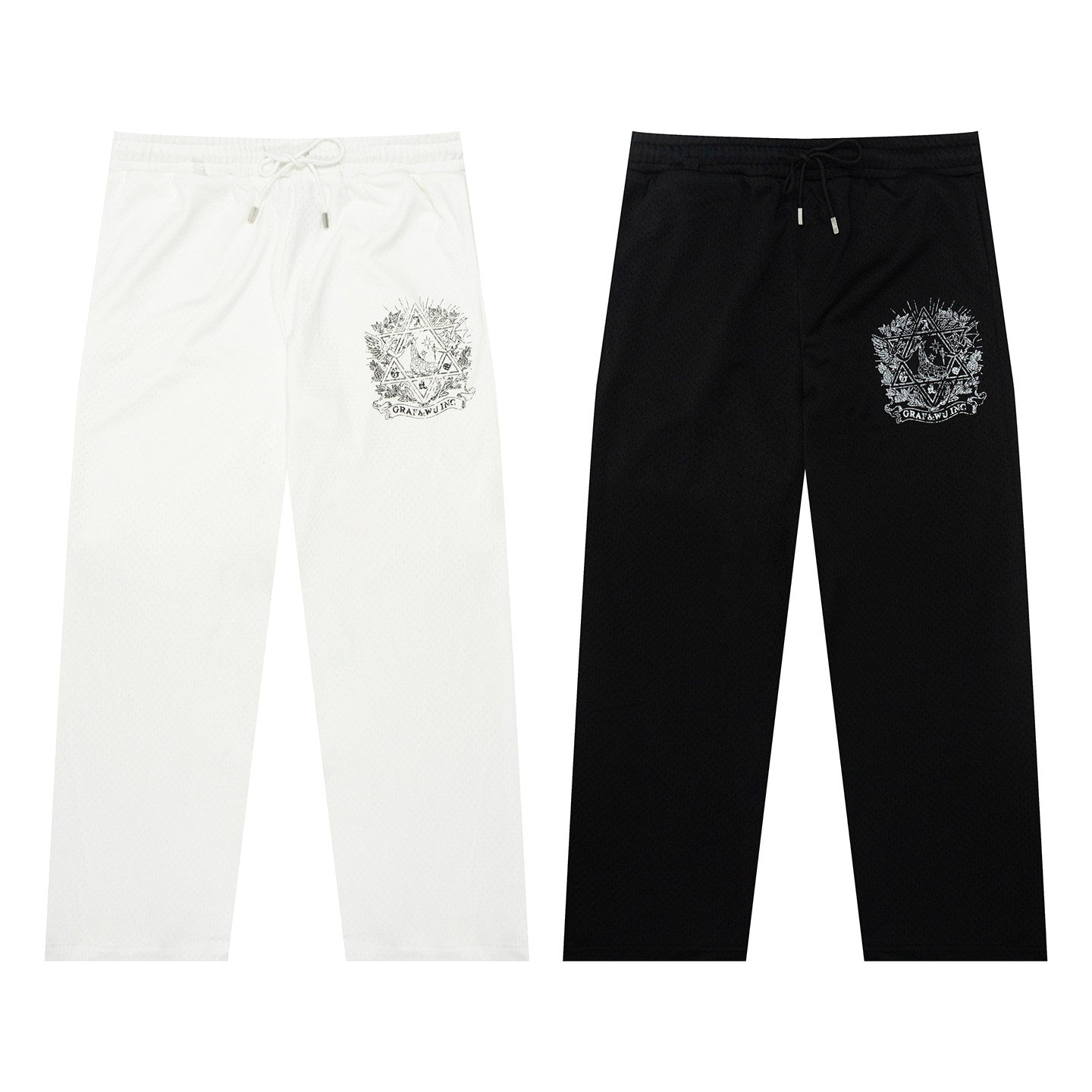 GRAF&WU Giraffe Badge Print Double-layered Mesh Cozy Pants