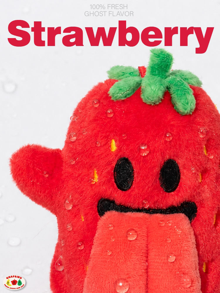 GRAFWU Fruit Party Peach Lychee Banana Plush Cute Ghost Bag Charm Doll
