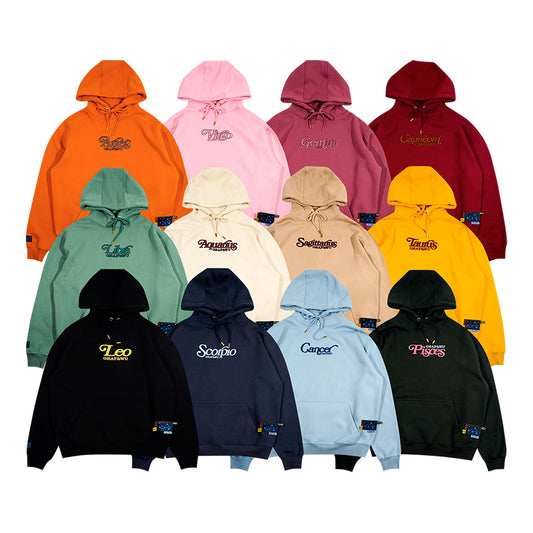 GRAF&WU 12 Constellation Rap Lyrics Embroidery Print Hoodie