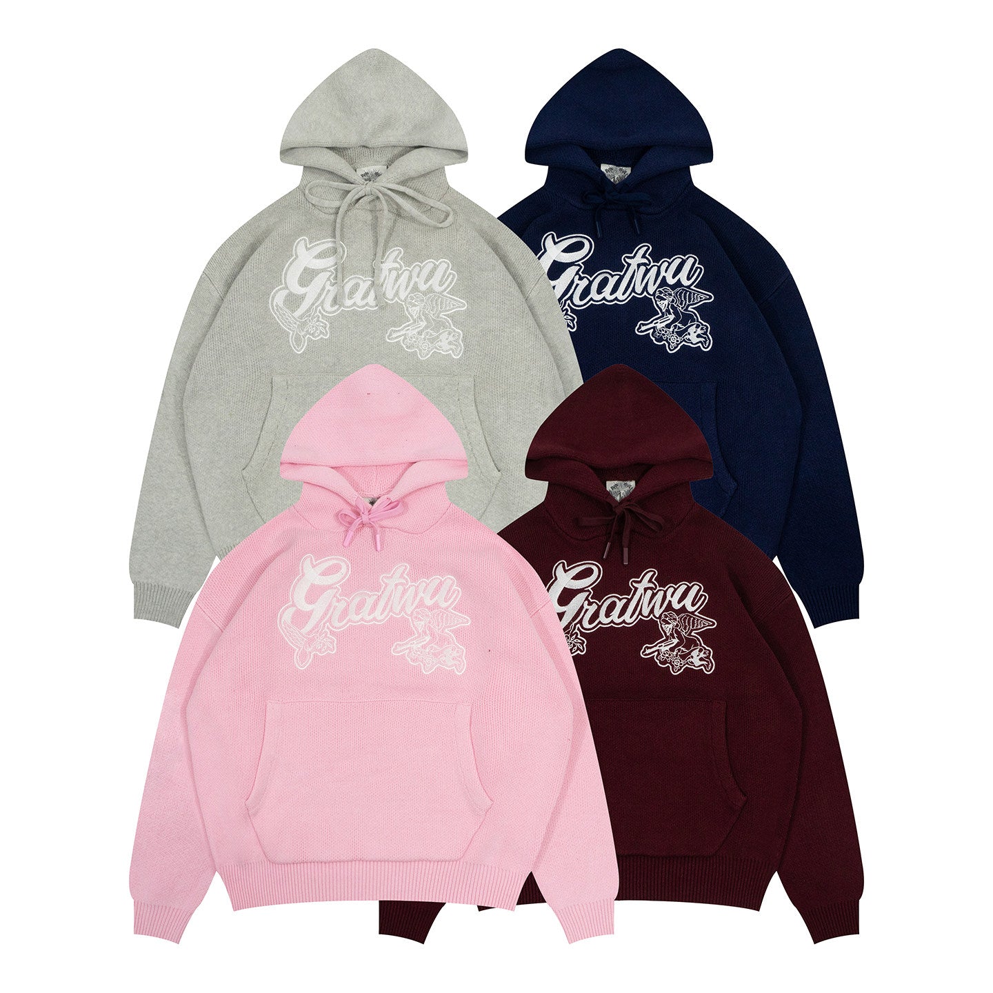 GRAF&WU Trust In Graf Embroidered AK47 Angel Knitted Hoodie Sweater