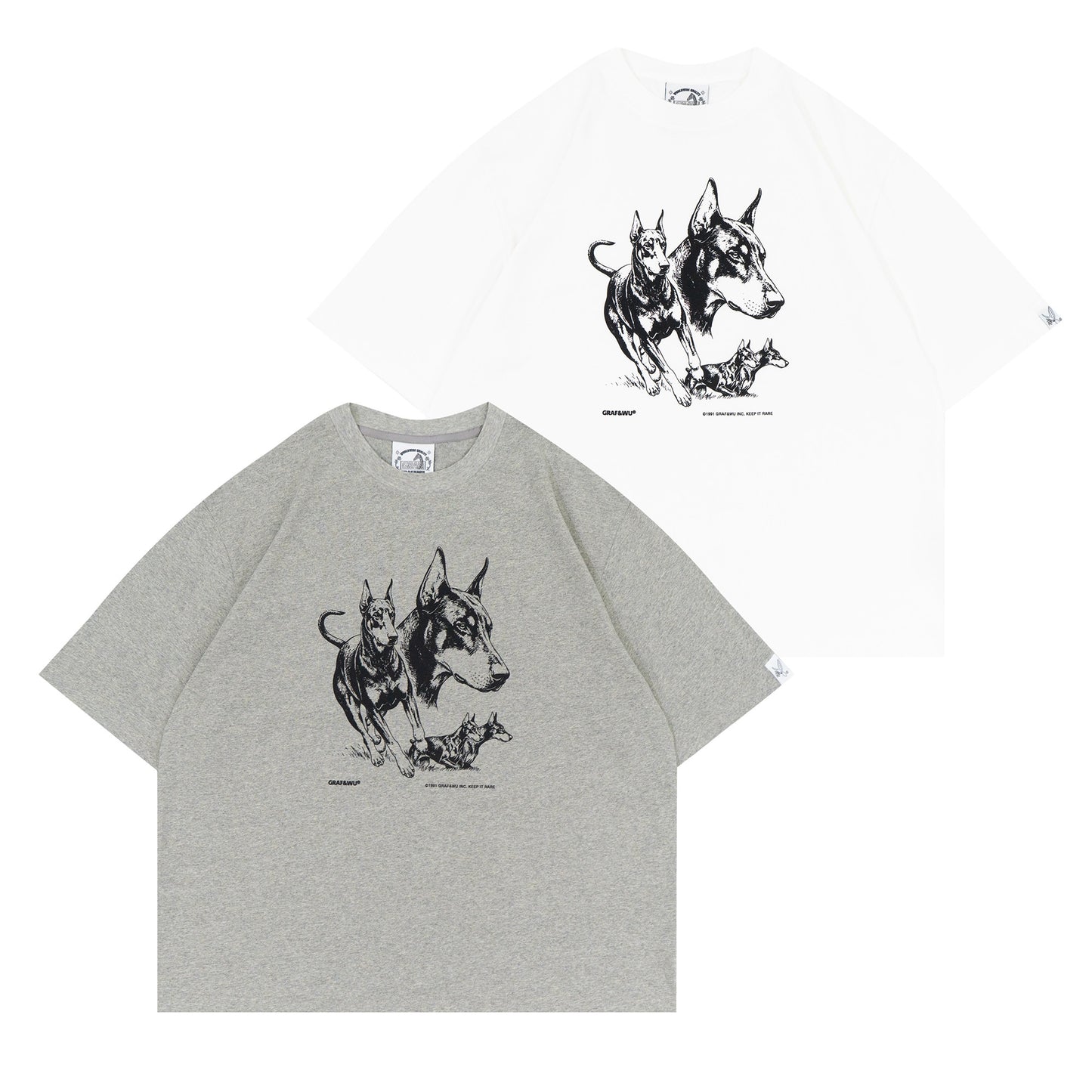 GRAF&WU Vintage Farm Doberman Sketch Boxy Fit T-shirt