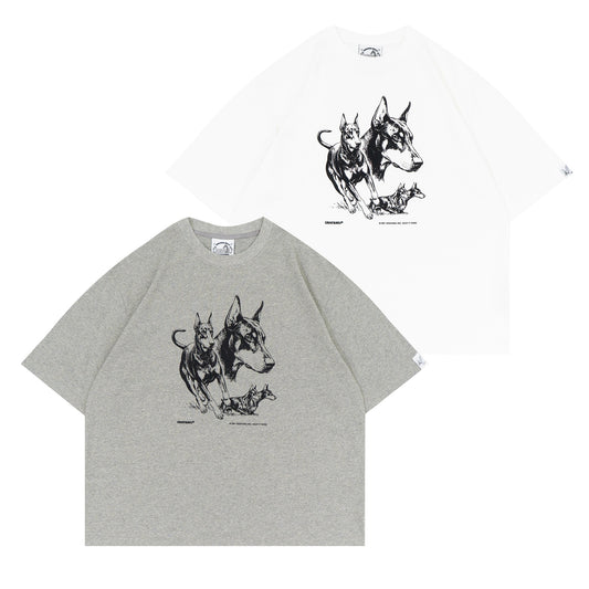 GRAF&WU Vintage Farm Doberman Sketch Boxy Fit T-shirt