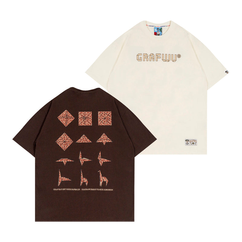 GRAF&WU Fold Paper Giraffe Printed Cotton T-shirt