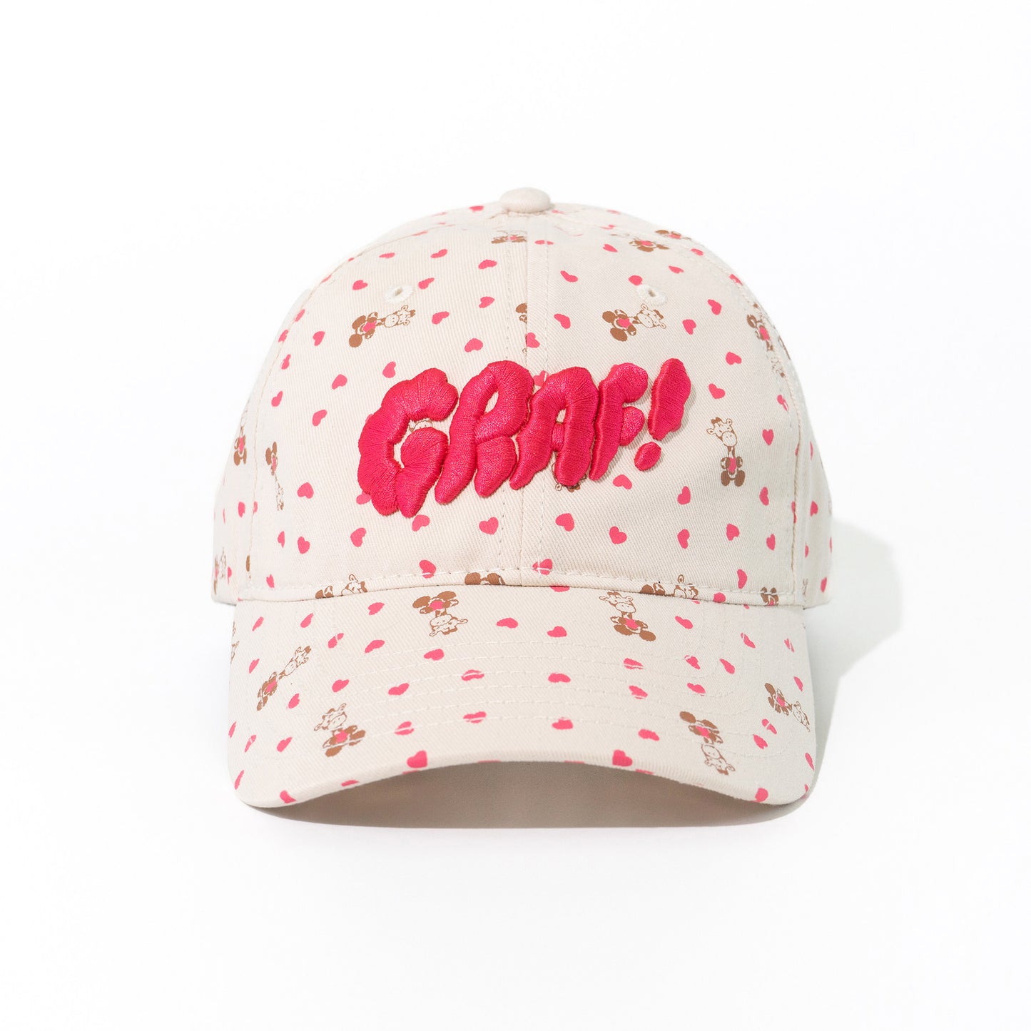 GRAF&WU Cream Fashion 3D Embroidered Cotton Caps