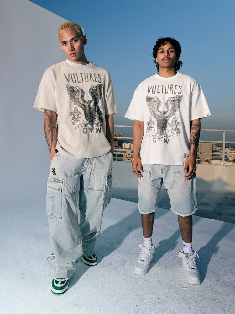 GRAF&WU Men T-Shirts Fashion Vultures Little Angel Short Sleeves Hip-Hop Trend Short Sleeve Casual Summer T-Shirt