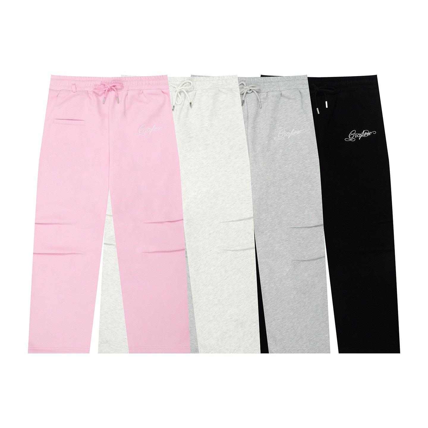 GRAF&WU Brand Letter Embroidered Loose Fleece Sweatpants