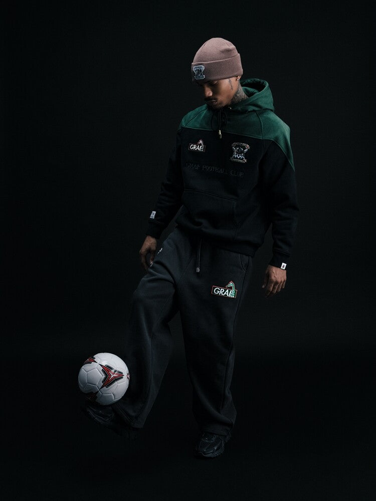 GRAF&WU Football Club Blokecore Floral Angel Devil Fleece Casual Pants