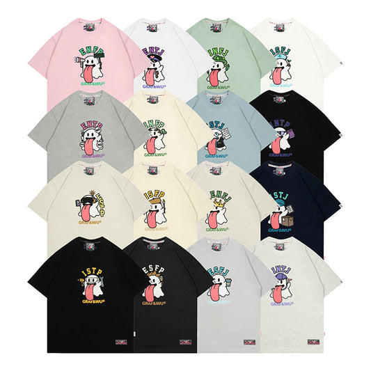 GRAF&WU【MBTI】16 personality types ENTJ ISTP Booghost print pure cotton short sleeves