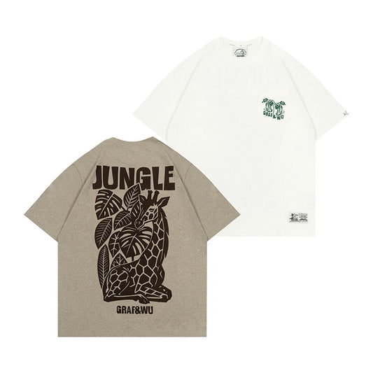 GRAF&WU Jungle Monstera giraffe Fshion Design T-shirt