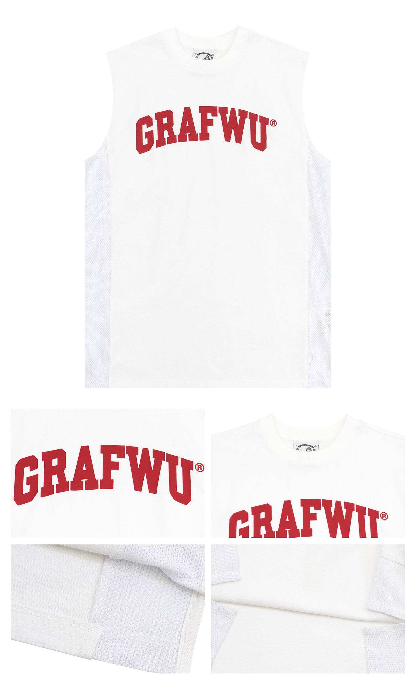 GRAF&WU Mesh Design Cotton Tank Top – Sports Streetwear Sleeveless Tee