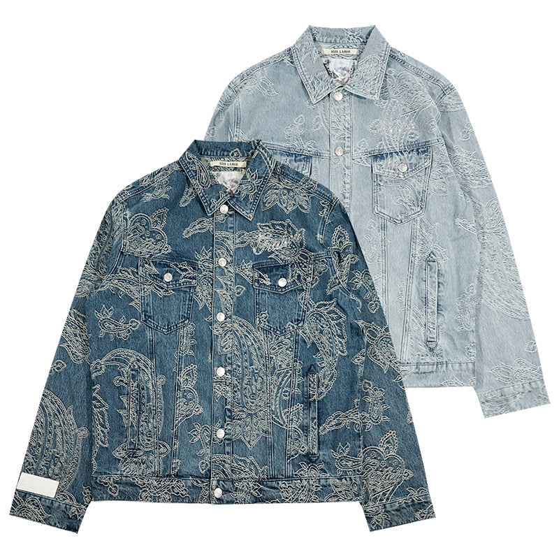 GRAF&WU Paisley Pattern Fashion Denim Jacket