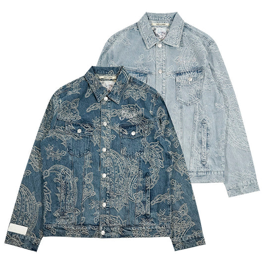 GRAF&WU Paisley Pattern Fashion Denim Jacket