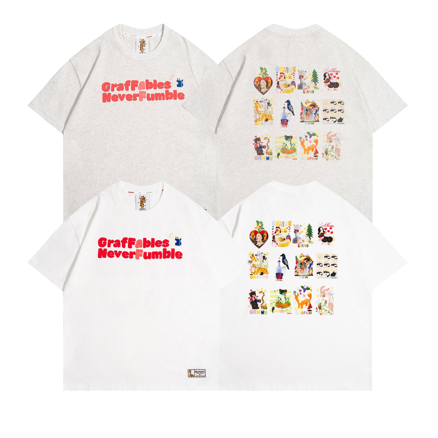 GRAF&WU 12 Giraffe Fables Art T-shirt Digital Inkjet Print Cotton Tee
