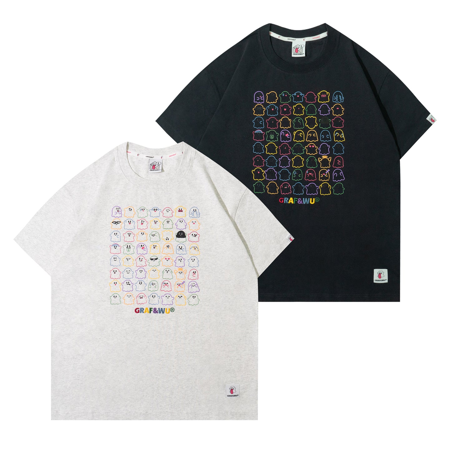 GRAF&WU New 56 Different Cute Ghost Print T-shirts