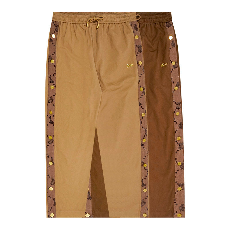 GRAF&WU Casual Fashion Canvas Cargo Side Button Pants