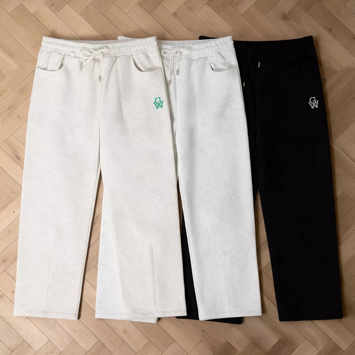GRAF&WU Unisex Embroidered Cotton Fleece Sweatpants