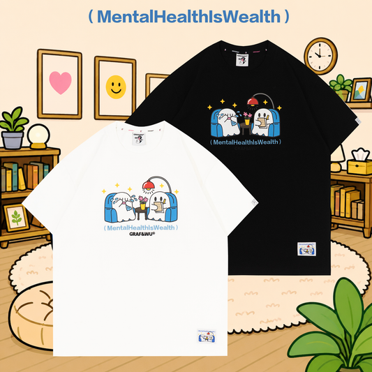 GRAF&WU Hug Feelings Psychological Counseling Cute Ghost T-shirt