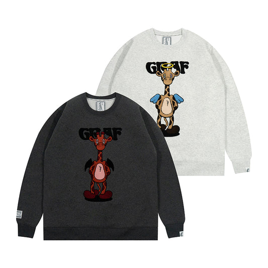 GRAF&WU Love Hate Angels Demons Giraffe Fleece Sweatshirt