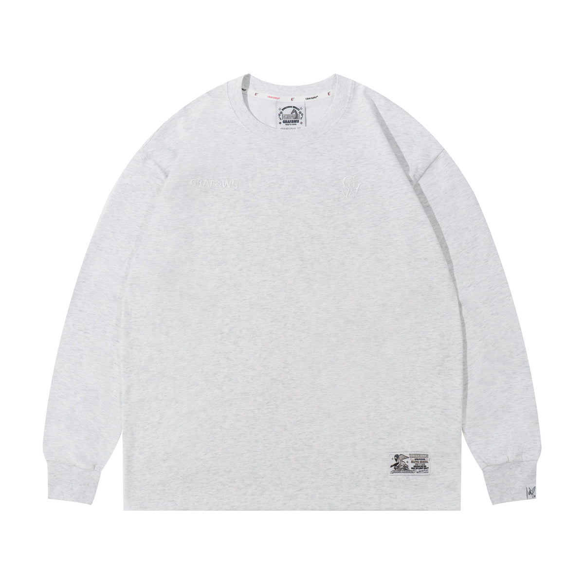 GRAF&WU Embroidered Loose-Fit Cotton Long Sleeve Tee