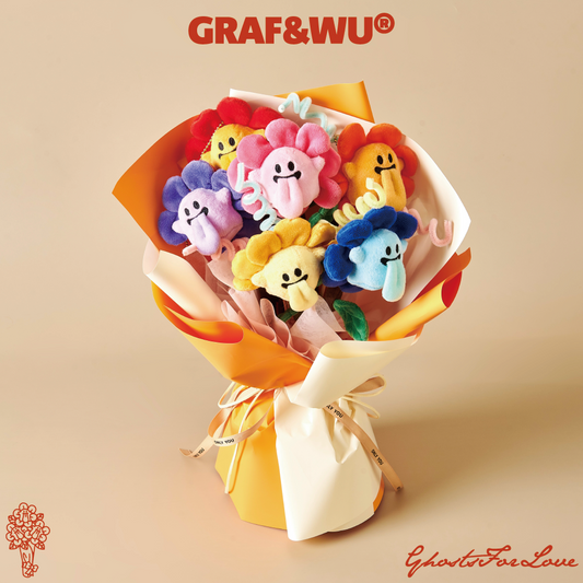 GRAF&WU【Flower!】Bag Charm Flower Cute Ghost Bag Pendants Fun Flower Bag Pendant Dolls DIY Bouquet Plush Trendy Bag Hanging