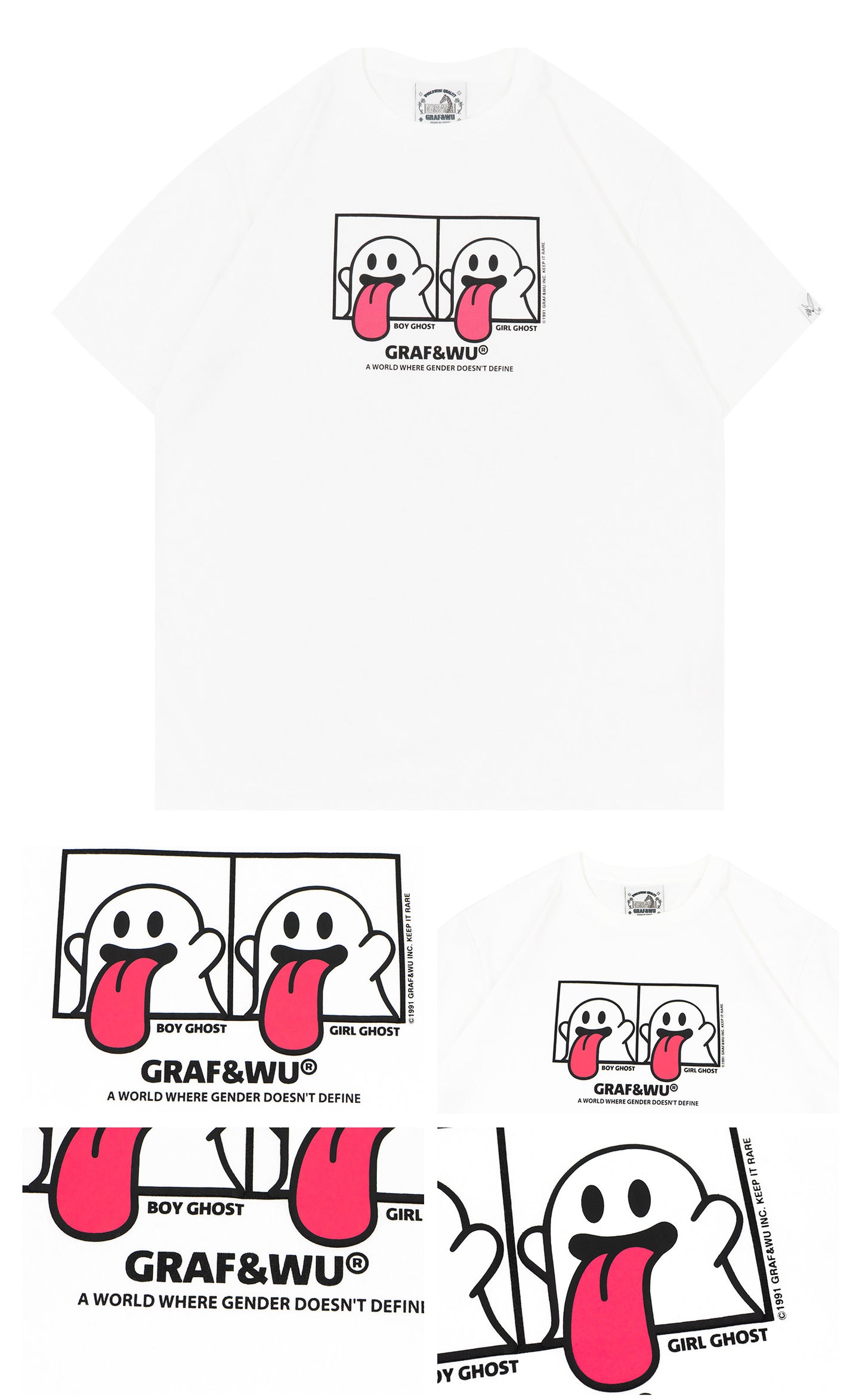 GRAF&WU Fahion Classic OG Booghost Graphic T-shirt