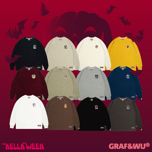 GRAF&WU Halloween Godzilla Unicorn Cute Ghost Long-sleeve Shirt