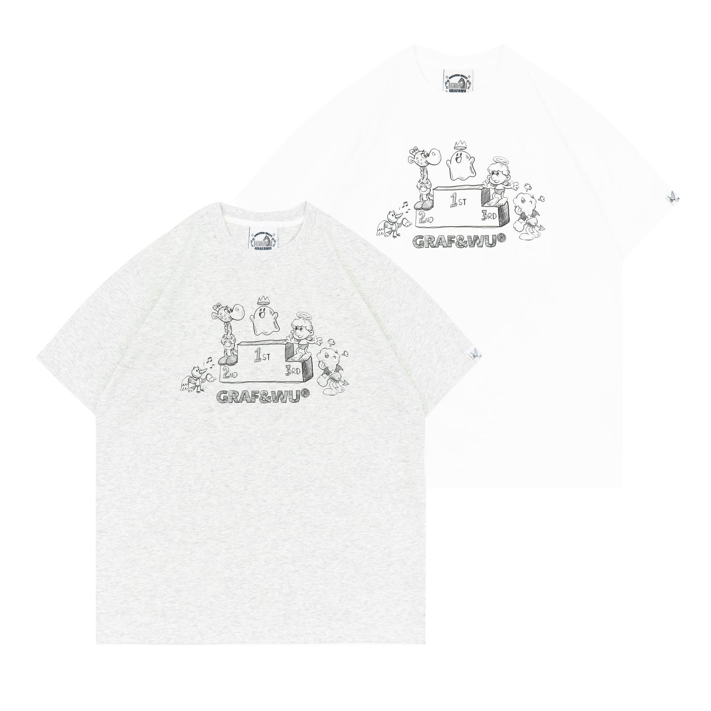 GRAF&WU IP Popularity Award Podium Cute Ghost Pencil Drawing T-shirt