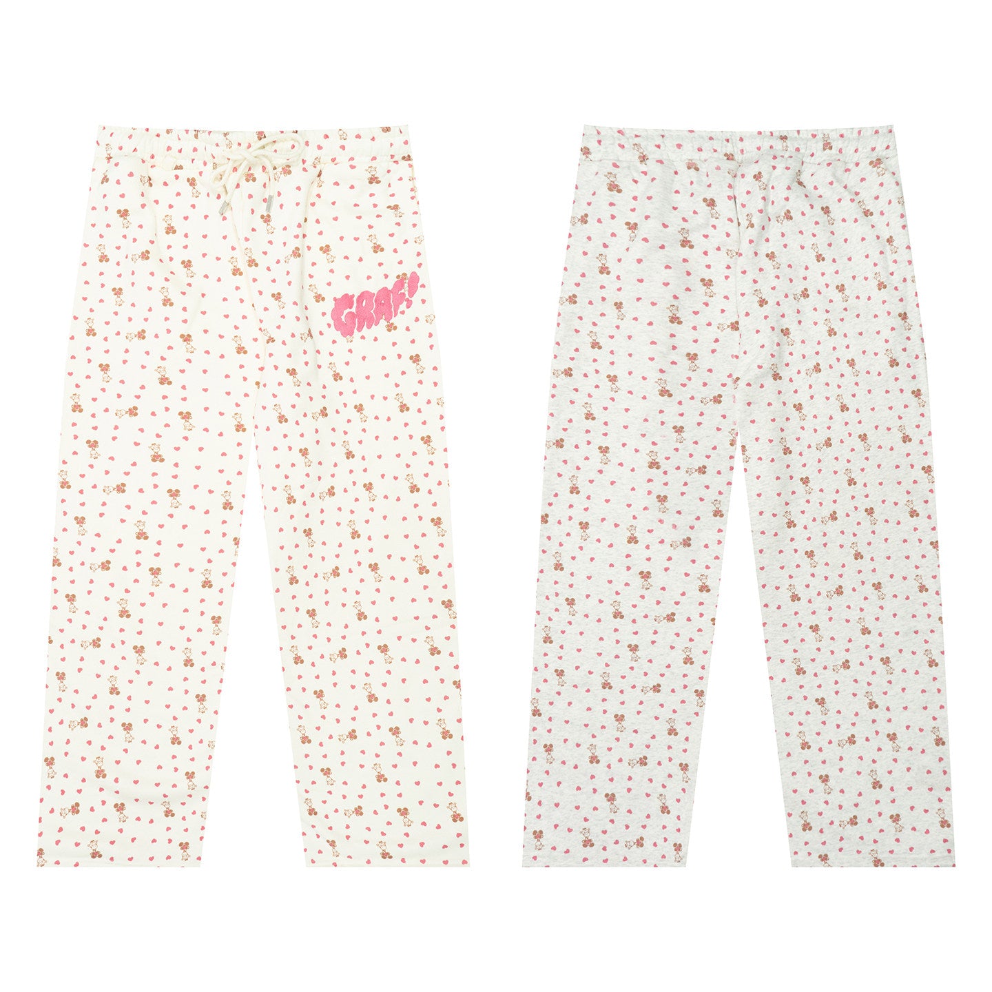 GRAF&WU Lovely Heart Giraffe Cream Fleece Pants