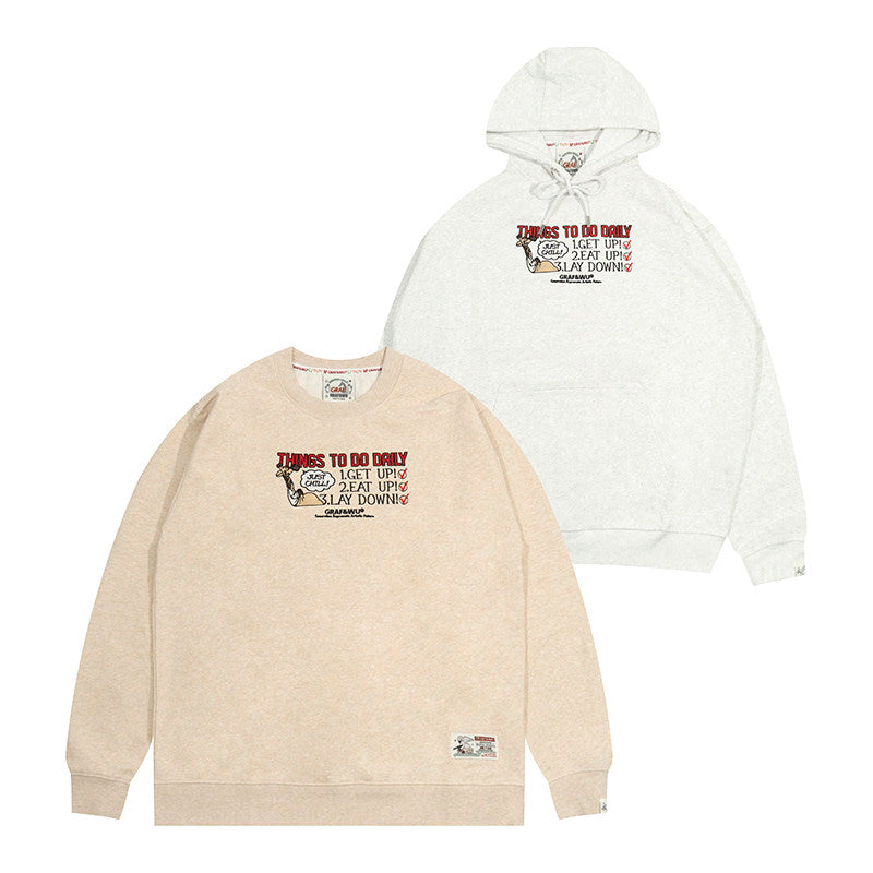 GRAF&WU Things To Do Giraffe Embroidered Fleece Hoodie Fashion Sweatshirt