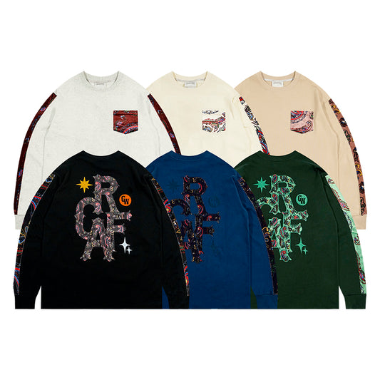 GRAF&WU Paisley Velvet Patchwork Pattern Long-Sleeve Shirt