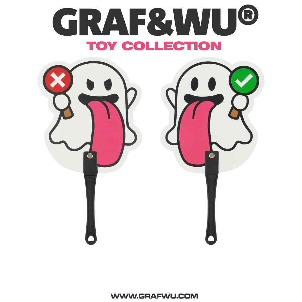 GRAF&WU Cute Ghost Yes No Uchiwa Hand Fan Concert Photo Prop