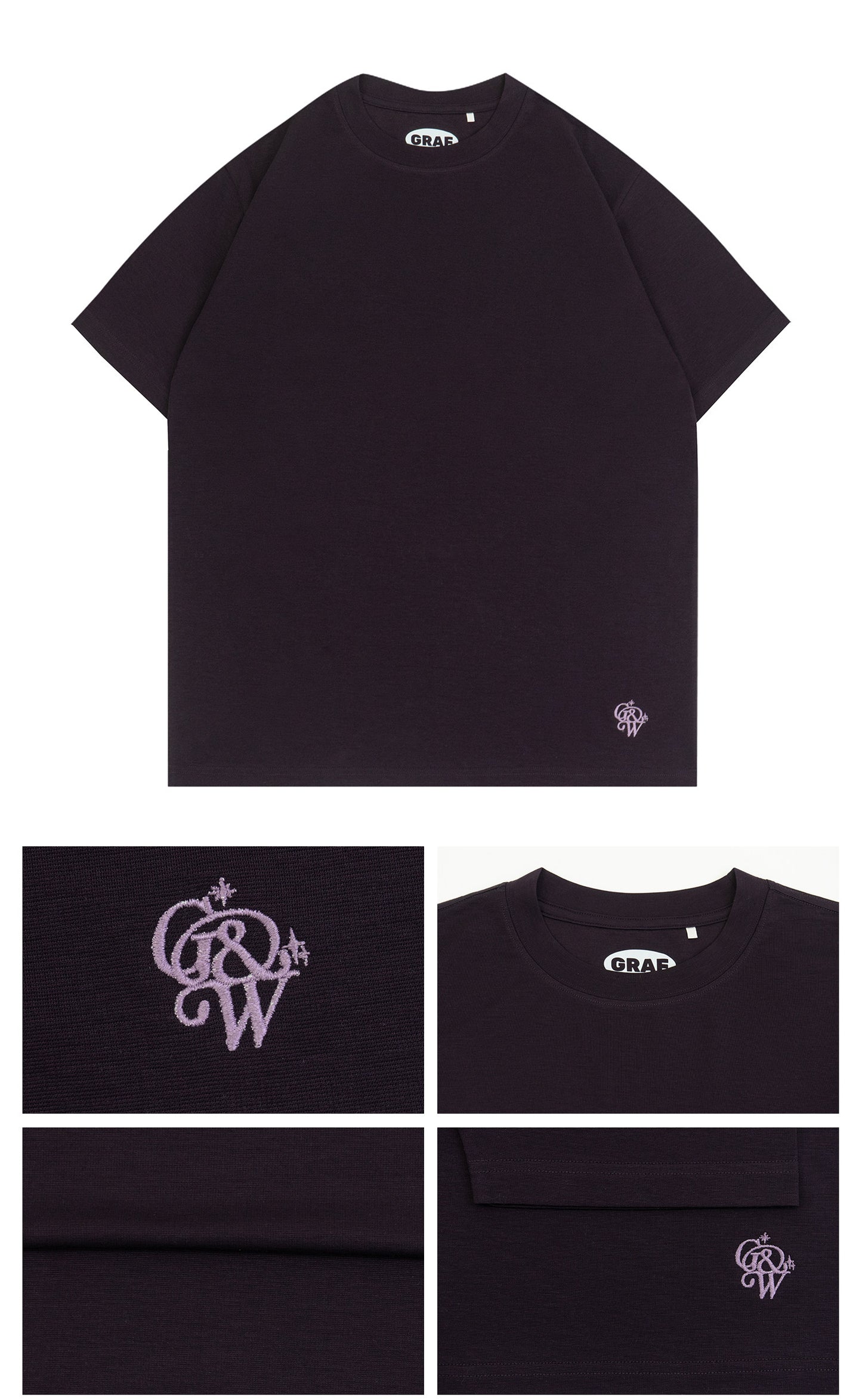 GRAF&WU Mini Embroidered Tencel Cozy Regular Shoulder Fit T-shirt