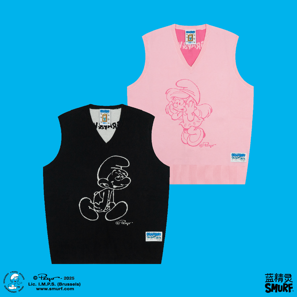 GRAF X SMURF Couple Sleeveless Knitted Sweater Vest