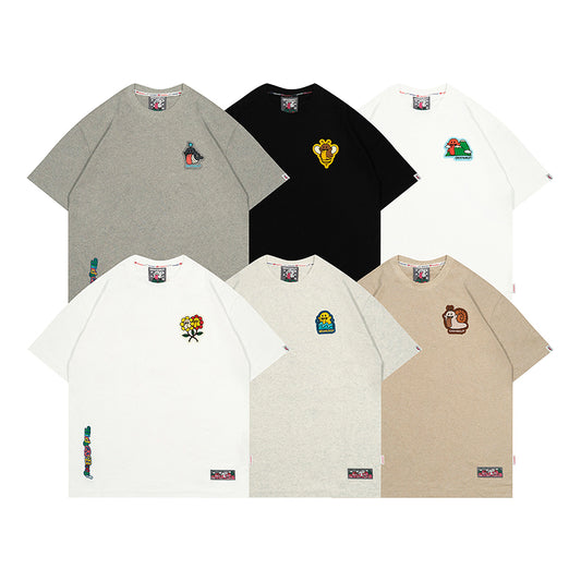 GRAF&WU【BirdsBees】Bee, flower, snail, nature, small label, BooGhost embroidered short sleeves