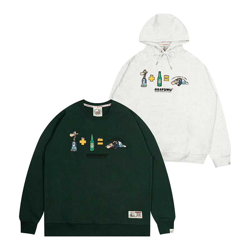 GRAF&WU Drunk Giraffe Funny Fleece Hoodie