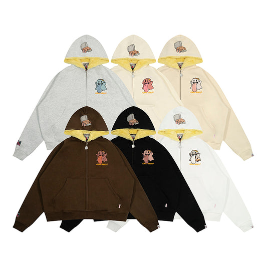 GRAF&WU Egg Cute Ghost Imitation Mink Velvet Hoodie