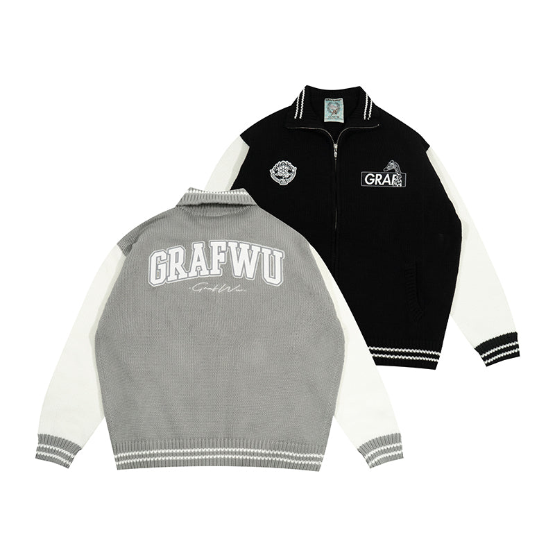 GRAF&WU Coat Knitted Warm Baseball Sweater