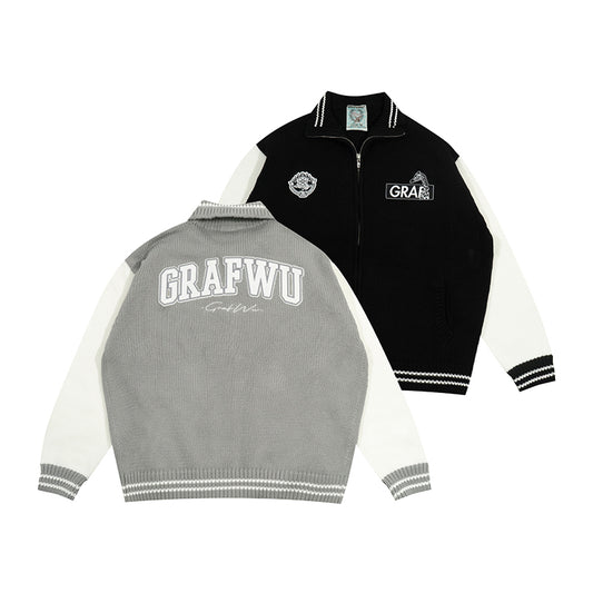 GRAF&WU Coat Knitted Warm Baseball Sweater