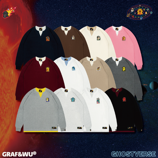 GRAF&WU Solar System Planets Cute Ghost Layered Look Long-sleeve Shirt